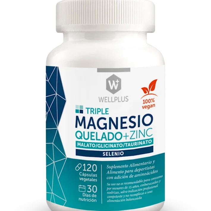Triple Magnesio Quelado + Zinc 120 cápsulas Wellplus