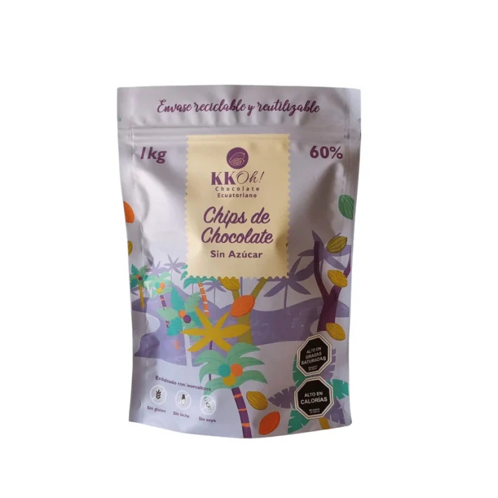 Chips de chocolate 60% sin azúcar libre de gluten vegano 500gr Kkoh