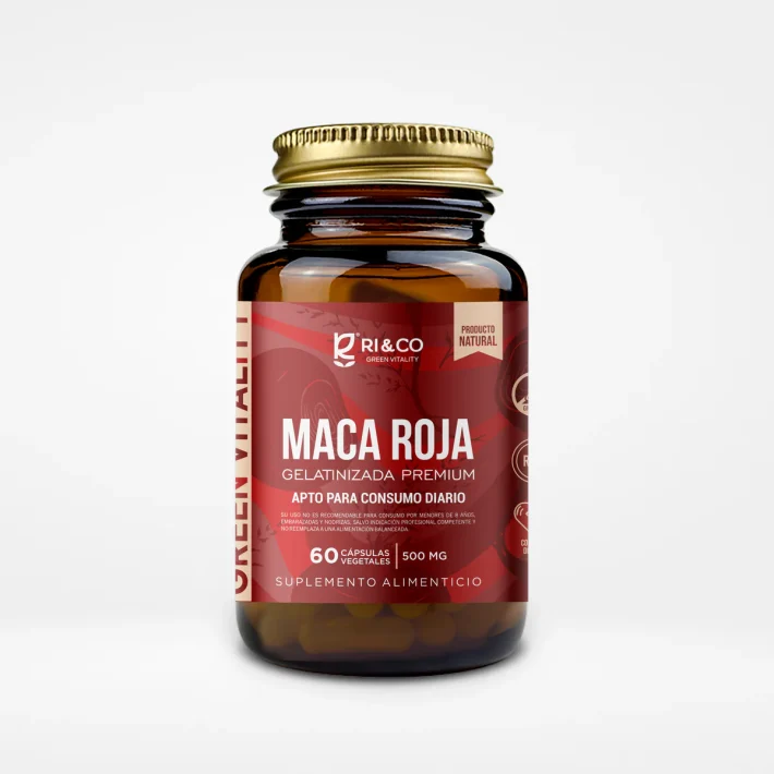Maca Roja Gelatinizada Premium 60 Cápsulas Vegetales RiandCo