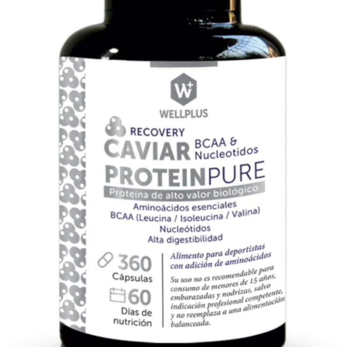 Caviar Protein Pure Aminoácidos esenciales BCCA Leucina/Isoleucina/Valina 360 cápsulas Wellplus