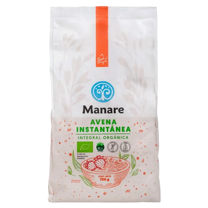 Avena Instantanea Integral Orgánica 750 g Manare
