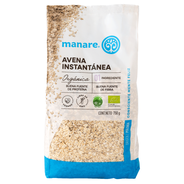 Avena Instantanea Integral Orgánica 750 g Manare