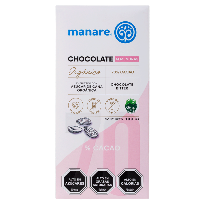 Chocolate Almendras 70% 100 g Cacao Manare