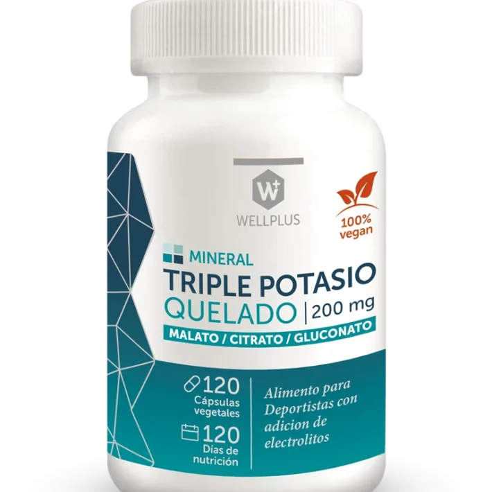 Triple Potasio Quelado 120 cápsulas Wellplus