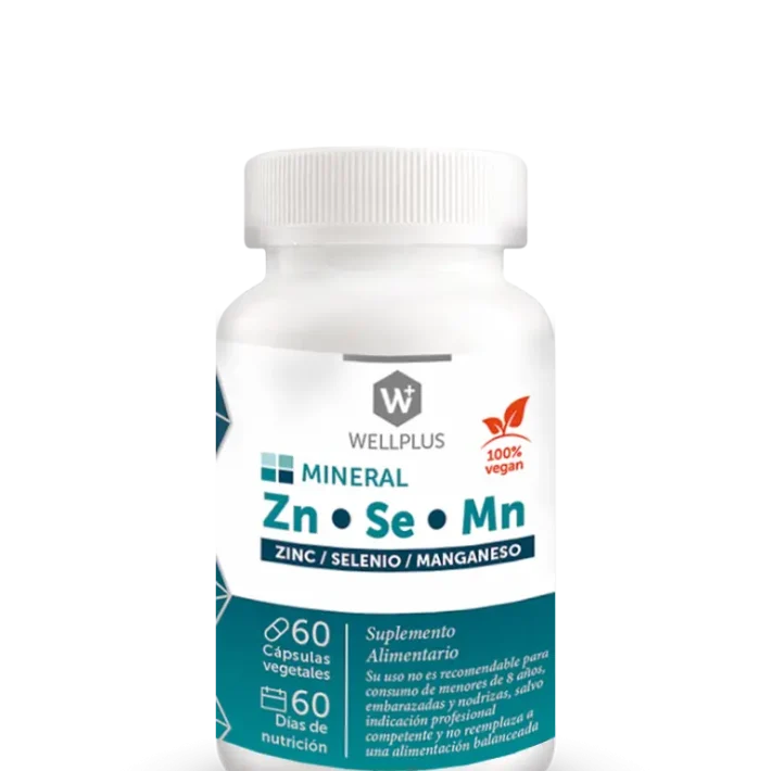 Zn Se Mn zinc/selenio/manganeso 60 cápsulas wellplus