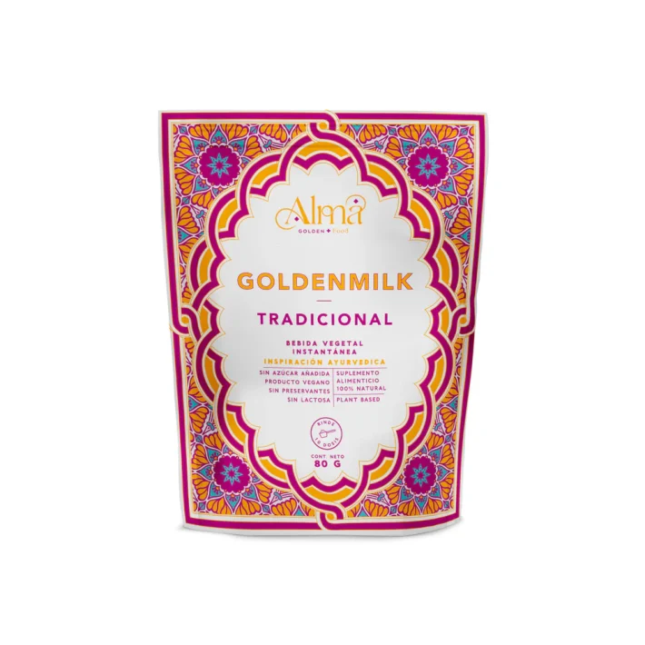 Leche Dorada Tradicional en Polvo con Cúrcuma y Especias instantánea vegana 80gr