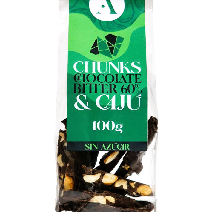 Chunks de Chocolate Bitter 60% y Castañas de Cajú