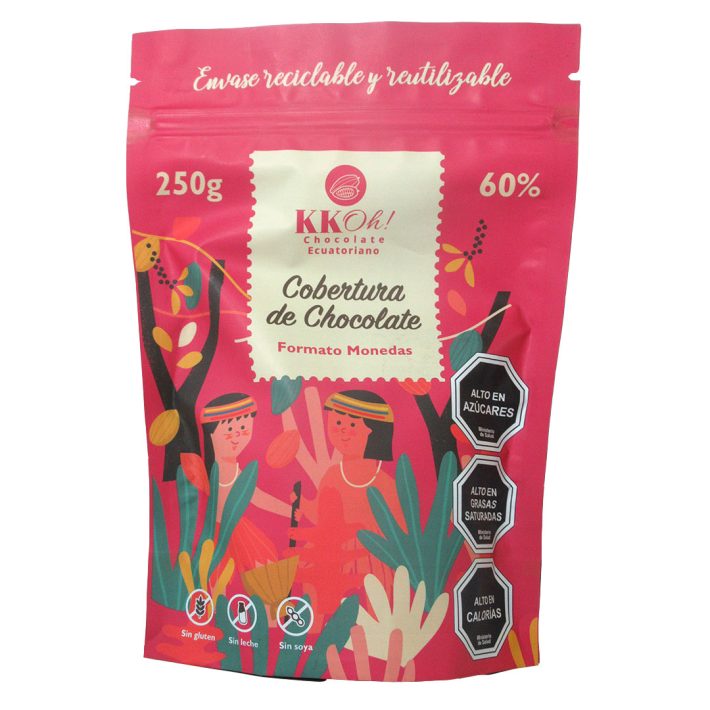 Cobertura de chocolate 60% cacao 250gr Kkoh Formato monedas