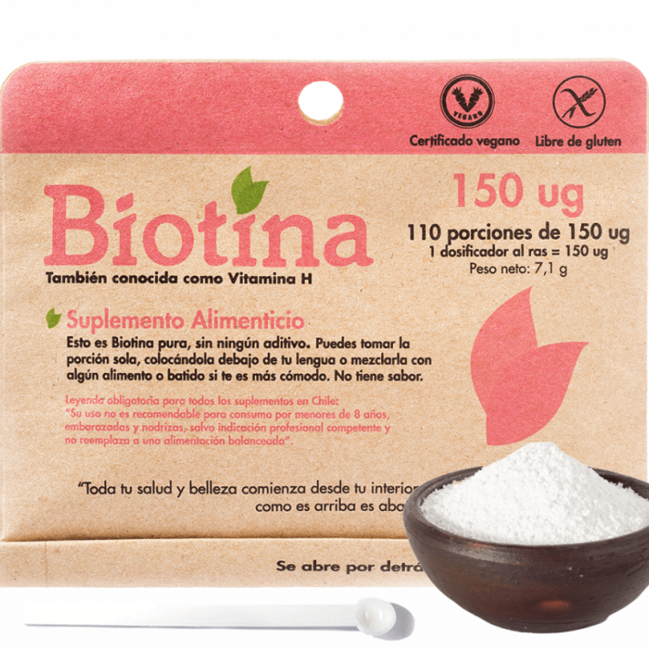 Biotina también conocida como Vitamina H, B7 o B8 150 ug Dulzura Natural