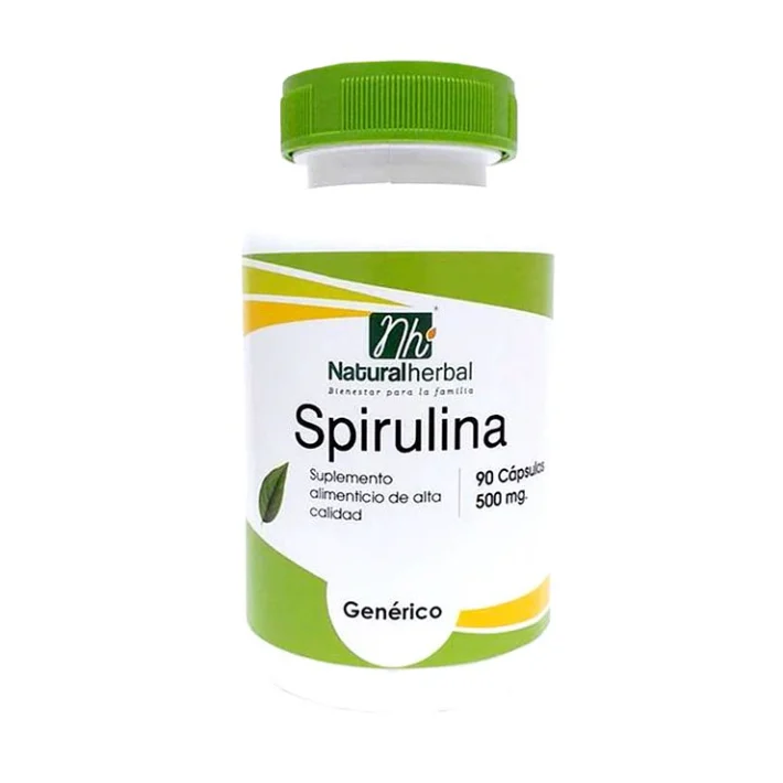 Spirulina 90 cápsulas 500mg Natural Herbal