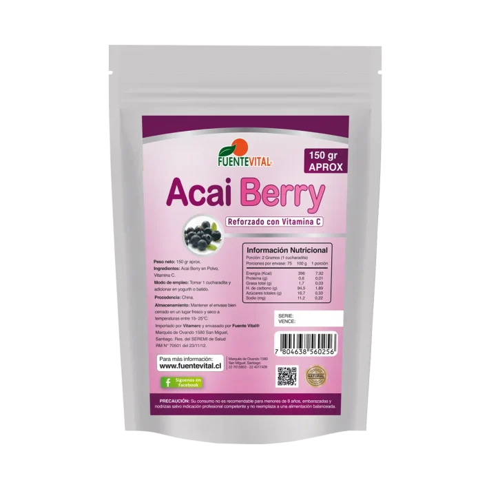Acai Berry polvo 150gr reforzado con vitamina c Fuente Vital