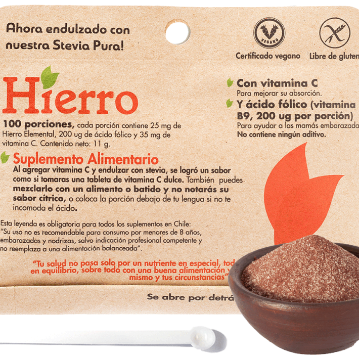 Hierro con vitamina C y ácido fólico 100 porciones Dulzura Natural